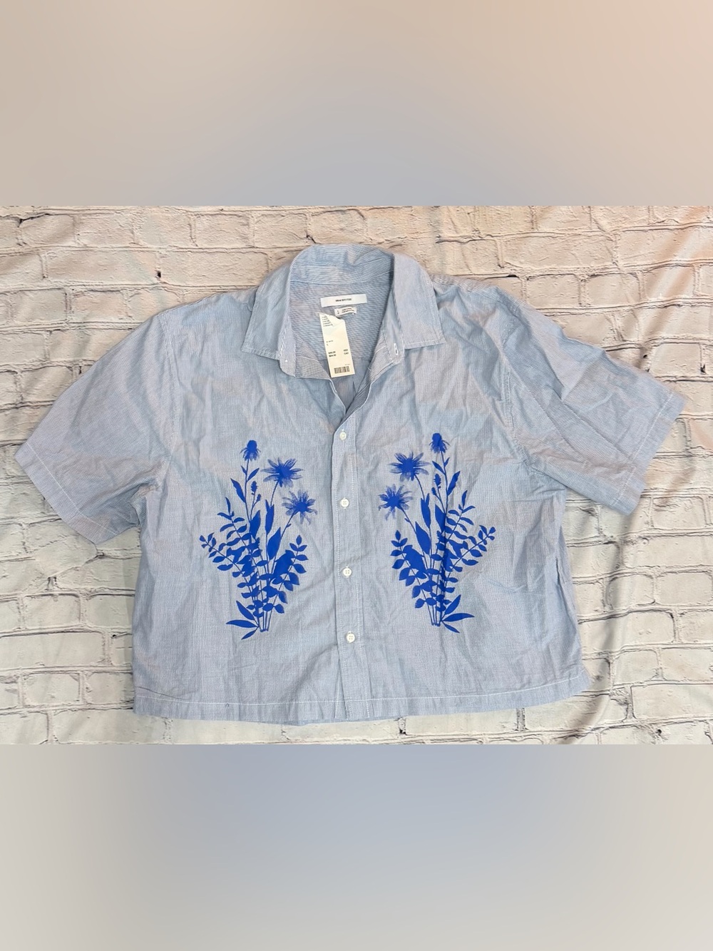 Urban Outfitters Button Down Short Sleeve Blouse Top Cottage Core New NWT Large